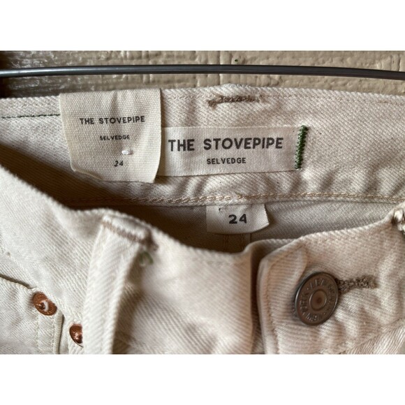 AE77 American Eagle women The Stovepipe Selvedge Jean size 24 Natural Beige $188 - Picture 10 of 12